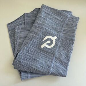 Peloton Women’s Blue Striped Logo Leggings Raw Hem Small active workout‎